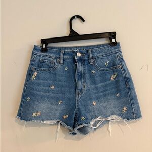 American eagle denim embroidered shorts size 0